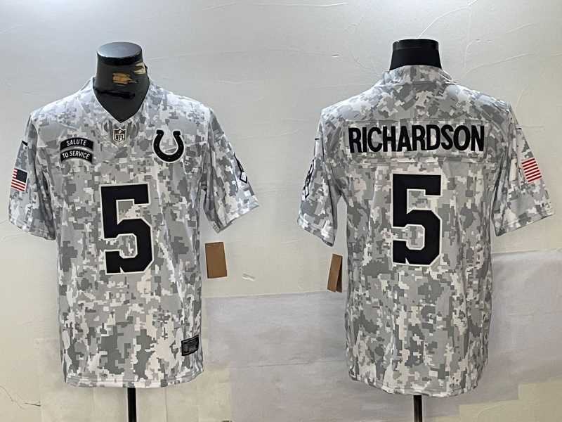 Mens Indianapolis Colts #5 Anthony Richardson Arctic Camo 2024 FUSE Salute to Service Limited Stitched Jersey Dzhi